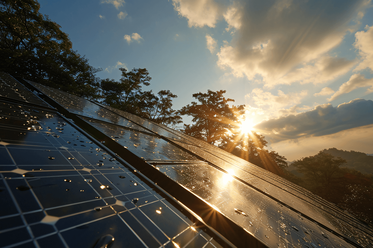 Instalação de painéis solares numa cobertura